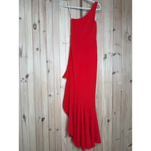 NWT Lulus Dramatic Persona Bright Orange One-Shoulder Ruffled Maxi Dress Sz XS thumbnail 6