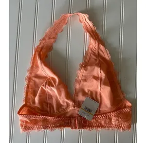 Free People Intimately Lace Galloon Halter Bralette Light Orange Boho Feminine S thumbnail 5