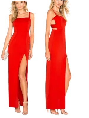 LOVERS + FRIENDS Lacie Cut Out Gown in Red Size S thumbnail 2