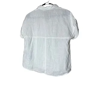 Zara Linen White Button‎ Front Blouse Size Small thumbnail 7