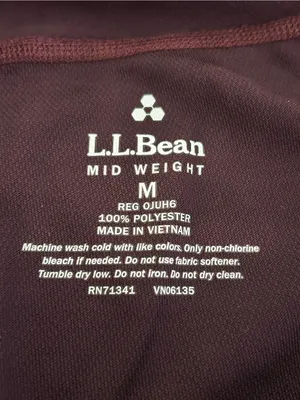 LL Bean Mid Weight Thermal Leggings Burgundy Size M thumbnail 3