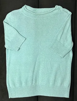 Pendleton Women's Large Blue Short Sleeve Sweater Lightweight‎ Cotton Knit Top thumbnail 1