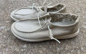 Hey Dude Wendy Stretch Sparkling Beige Shoes Womens Size 8 thumbnail 3