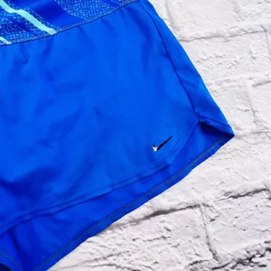 Nike Shorts Womens Large Blue Double Lined High Rise Swoosh Logo Athletic thumbnail 2