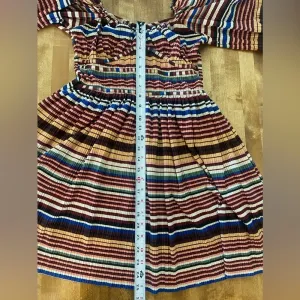 ZARA Like New Striped Midi Long‎ Sleeve Dress Medium Faux Corset Style Mu… thumbnail 4