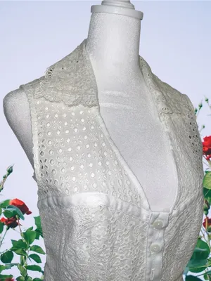 Nanette Lepore Sleeveless White Eyelet Shirt Dress thumbnail 7