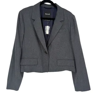 NWT Madewell Women's Sutter Crop Blazer Jacket Grey Italian Fabric NM509 Size XL thumbnail 5