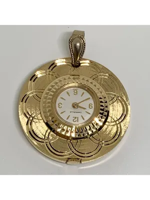 Vintage Caravelle by Bulova women Mechanical Pendant Watch gold tone 33mm works thumbnail 2