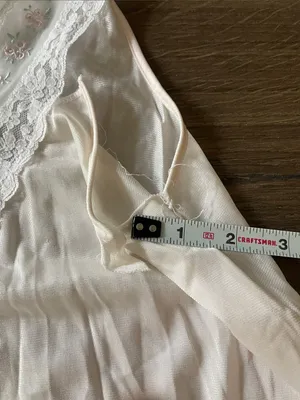 Vintage Astor One Nightgown Slip, Very Light Pink w/Floral Lace Design, Medium * thumbnail 4
