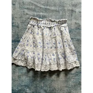 Altar'd State White Blue Ruffle Lace Floral Skirt Size XS thumbnail 2