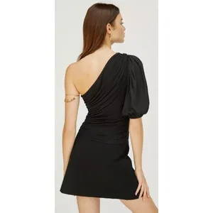 Anthropologie Dolan‎ Black Ruched One Shoulder Top, Medium thumbnail 5