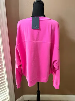 GAP Vintage Soft Neon Pink Oversized Drop Shoulder Crewneck Sweatshirt Size XXL thumbnail 4