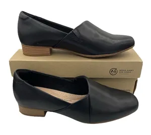 Clarks wide Juliet Palm black grain leather loafers women’s Size 7 1/2 thumbnail 1
