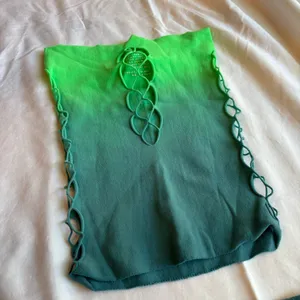White Fox Ombre Green Blue Two Piece Mini Dress Set thumbnail 4