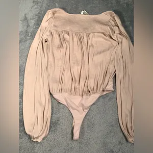 Free people intimately Long Sleeve blouse Bodysuit tan small thumbnail 9