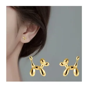NEW Dainty Unisex Gold‎ Plated Sterling Balloon Dog Earrings, 0.7 x 0.7cm thumbnail 5