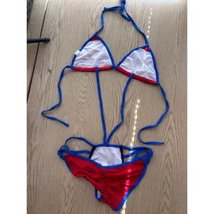 B5 New Women AMI Sexy 2Pc Blue red String 1pc or Bikini Ruched Cheeky Sm/Medium thumbnail 3