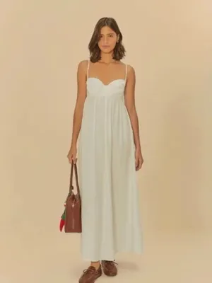 NWOT Farm Rio Linen Blend White Sleeveless Maxi Dress Size XL thumbnail 2