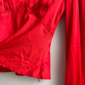 NWT Lulus Head Held High Wine Red Satin Date Party Romantic Top Size Medium thumbnail 5