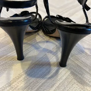 Coach Joelle Black Kid Leather Strappy Bow Heels Size 7.5 thumbnail 6