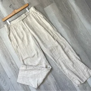 Abercrombie & Fitch Pants linen tailored straight leg womens Beige size 8 short thumbnail 1