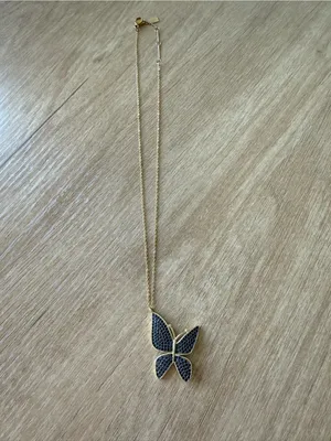 Lucky Star Jewels Gold Tone Black Crystal Butterfly Pendant Necklace thumbnail 5