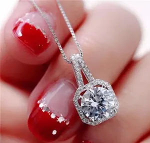 Necklace pendant chain 16” silver new Diamond Cz bling thumbnail 6