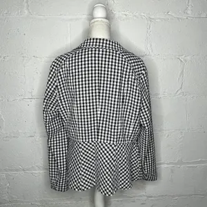 Isaac‎ Mizrahi Live Women's Black White Gingham Moto Blazer Jacket Size Large thumbnail 3