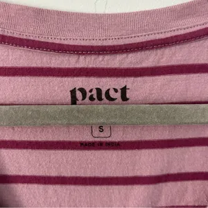 Pact Organic Cotton Soft Spun Pink Stripe A Line Sleeveless Mini Shirt Dress S thumbnail 5