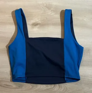 Sincerely‎ Jules Shades of Blue Colorblock Sports Bra Size Medium thumbnail 1