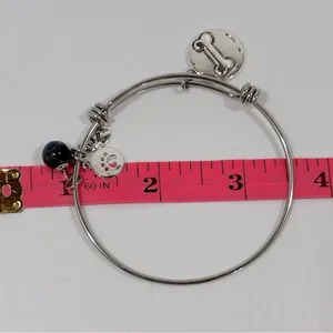 Shine I Love My Dog Silver Tone Stainless Steel Charm Bangle Bracelet Neutral thumbnail 10