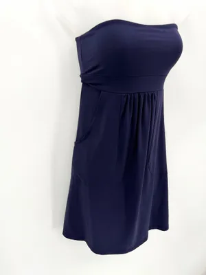 Susana Monaco Dress Womens XS Navy Blue Pleated Strapless Pocket Tube Minidress thumbnail 2