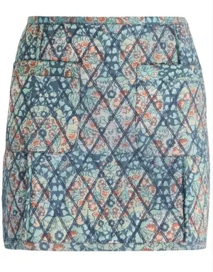 Free people Mini Quilted Blue Floral Skirt(Size 10) thumbnail 1