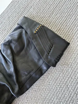 Bronx Black Studded Leather Wedge Knee-High Boots with Woven Detail Sz 8.5 thumbnail 8