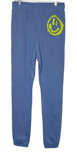 NEW Human Nation Jogger Sweat Pants Women's Smiley Blue Size 2 XS thumbnail 1