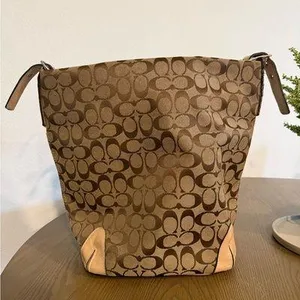 Coach Tan and Brown Signature Handbag thumbnail 2