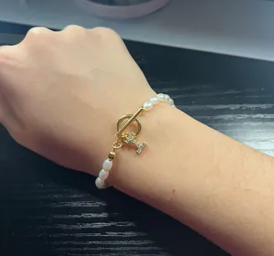 Initial “I” Gold And Pearl Bracelet thumbnail 1