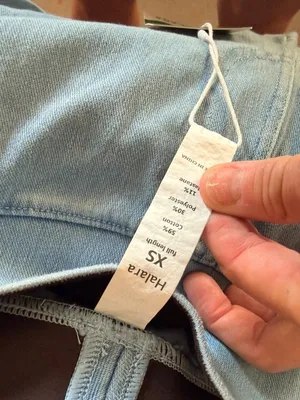 Halara XS Full-Length Light Blue Denim-Look Leggings XS Cotton Blend thumbnail 6