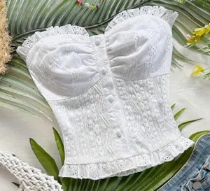 Small white strapless eyelet top thumbnail 1