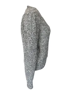 Loft black and white marled long sleeve v-neck stretchy pullover sweater M thumbnail 3