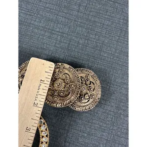 Lot of 2 Vintage Belt Buckles Rhinestones Boho Gold Tone‎ Chunky Statement thumbnail 5