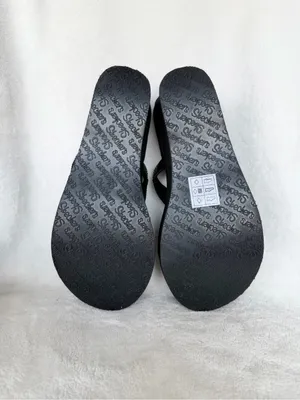 Skechers Black Wedge Flip Flops with Silver Rhinestone Straps Size 6 thumbnail 10