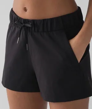 Lululemon On The Fly Short 2.5 Woven Black Mid Rise Athletic Shorts W7AFBS 6 thumbnail 1