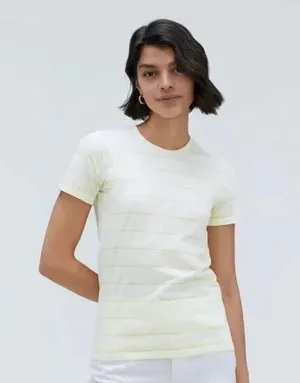 Everlane The Organic Cotton Crew Tee yellow stripe Size S NWT thumbnail 1