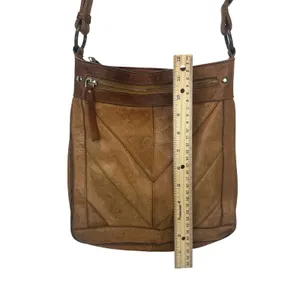 Lucky Brand Brown Leather Patchwork Crossbody Bag‎ Adjustable Strap Boho Western thumbnail 4