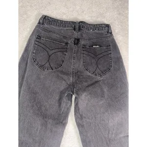 Rollas Jeans Womens 28 Black Denim Original High Rise Straight Distressed thumbnail 9