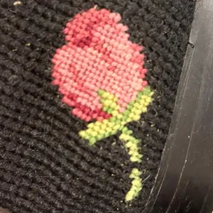 VTG Floral Needlepoint Loafers Rose Tapestry Smoking Slipper Grandmacore 10 thumbnail 6