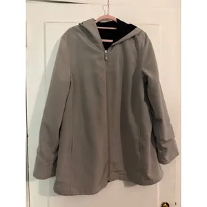 Fleet Street Reversible Hooded‎ Rain Jacket Womens Medium Black Grey Zip Up Coat thumbnail 2