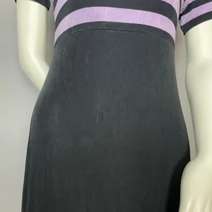 Vintage Slinky Dress 90s Stripes Empire Waist Short Sleeves Stretchy Maxi Retro thumbnail 11
