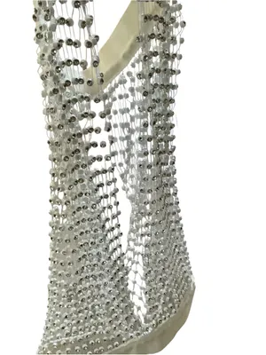 Vintage Rhinestone mesh halter top size small Silver thumbnail 2